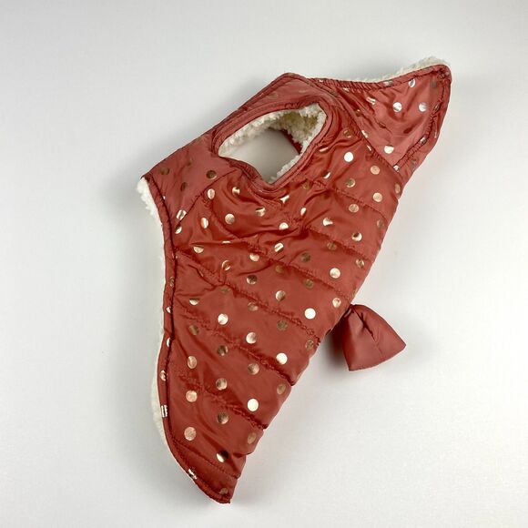 Frisco Heavyweight Polka Dotted Insulated Dog & Cat Parka Rose Gold Medium - Picture 3 of 8